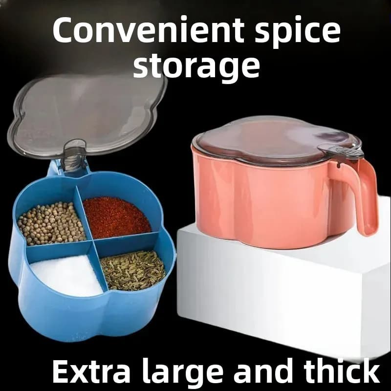 Set di Contenitori per Spezie da Cucina, Organizzatore Integrato per Condimenti e Ingredienti, Scatola Quadrata in Plastica