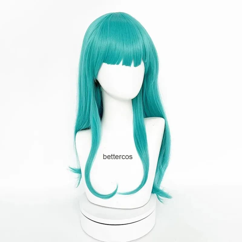 Parrucca riccia verde cosplay Blue Bellema, adatta per feste di Halloween e Natale