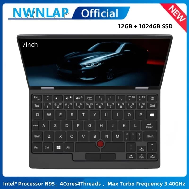 Laptop Tascabile da 7 Pollici N95, Notebook con Schermo Touch, Netbook Portatile con Win 11 Pro, 8GB/16GB+1TB, Mini PC, Micro Computer con Bluetooth 4.2