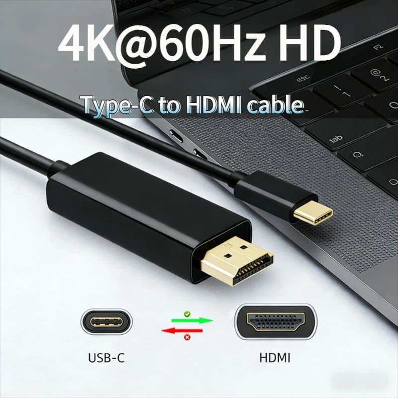 USB C To HDMI-compatible Adapter Cable Type C To HD 4k 60Hz USB C Cable Extend Screen Laptop Projector High Definition Adapter