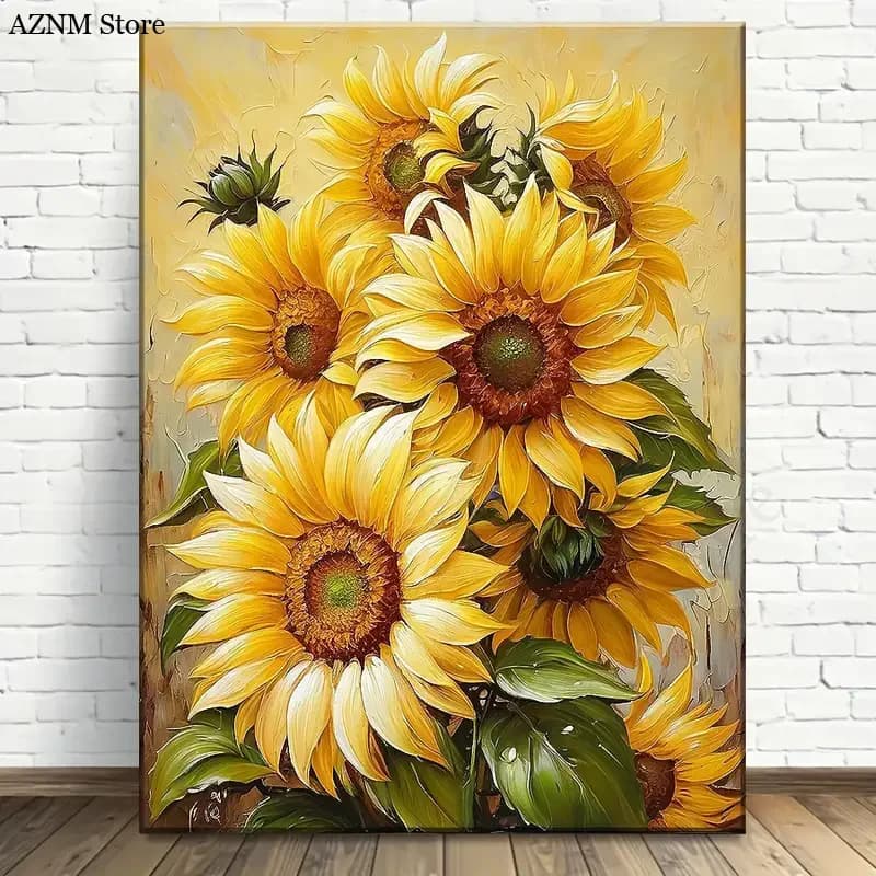 Girasoli gialli luminosi Poster e stampe Fiore Arte Tela Pittura Immagine di arte della parete per soggiorno Decorazioni per la casa Senza cornice