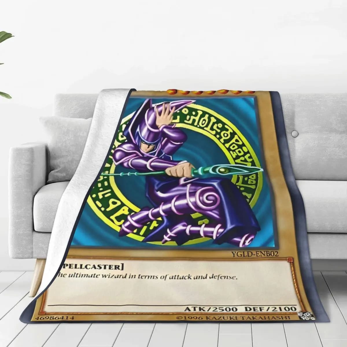 Yu Gi Oh Card Fleece Throw Blanket Dark Magician Blanket for Sofa Office Warm Bedroom Quilt