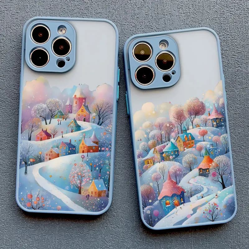 Paesaggio Inverno Blu Neve Custodia per telefono di lusso per Iphone 15 14 Plus Pro Max 17 16 12 13 Mini 11 Pro Max XR XS X 16 Plus Coperture