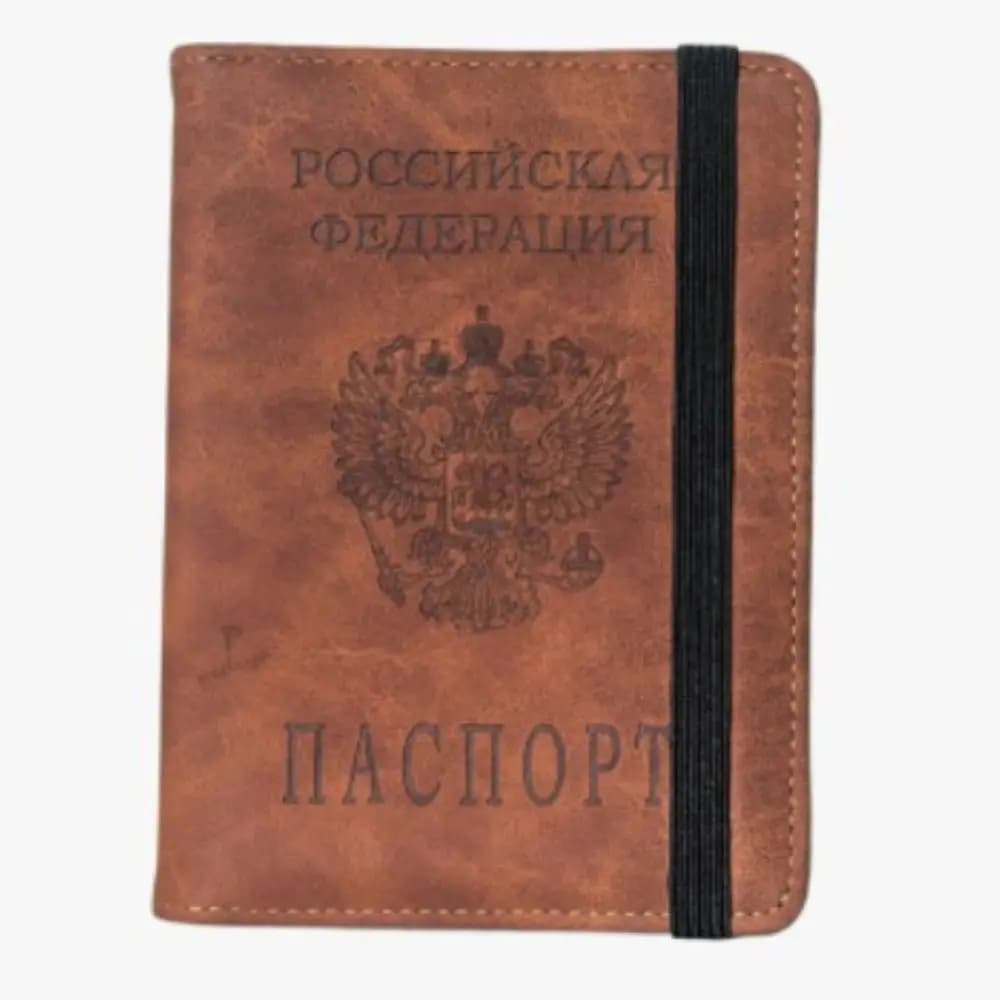 Embossed Suede Passport Cover Double-Headed Eagle Pattern Elastic Band Passport Holder PU Leather Anti-Scratch