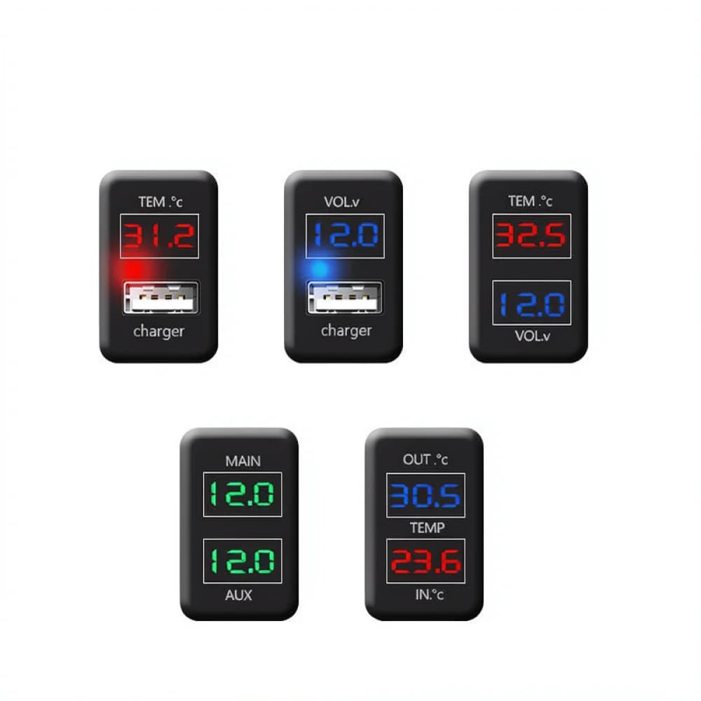 Car USB Fast Charger For Toyota Vintage Vehicles Battery Voltage Tester Digital Temperature Meter Display Automotive Supply