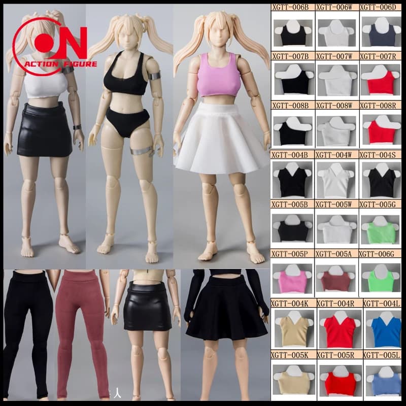 CHILI Modello di Abbigliamento in Scala 1/12, Gilet, Gonna e Pantaloni in Tinta Unita, Adatto per Action Figure Femminili da 6'' CF Romankey Soldier
