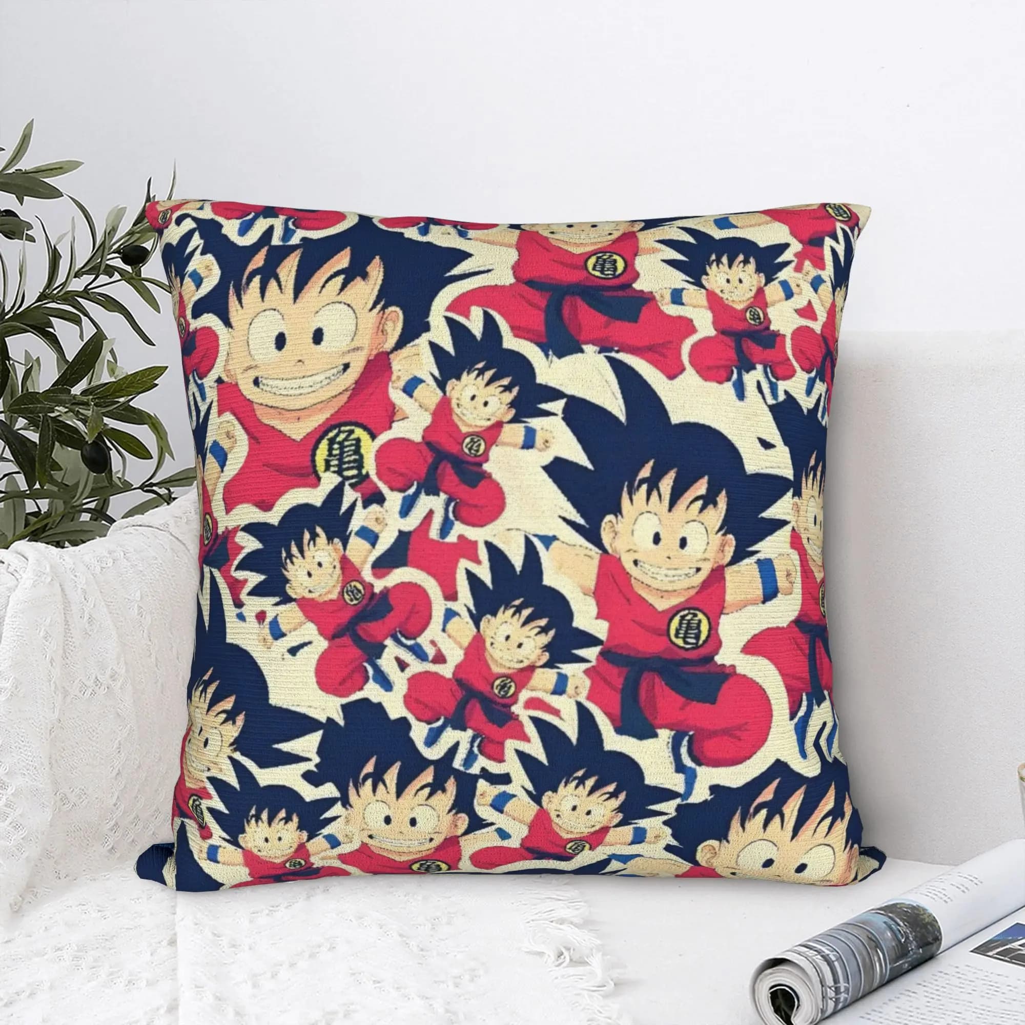 Fodera per cuscino quadrata con motivo DBZ Goku, federa decorativa in poliestere alla moda per auto, 18 pollici