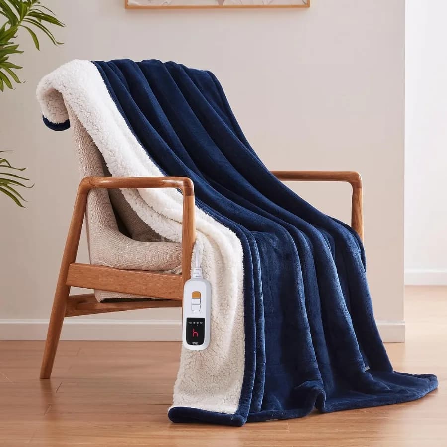 Coperta elettrica Dimensioni 50"*60" Coperta riscaldata reversibile in flanella super accogliente a Sherpa con 6 livelli di riscaldamento e 2-10