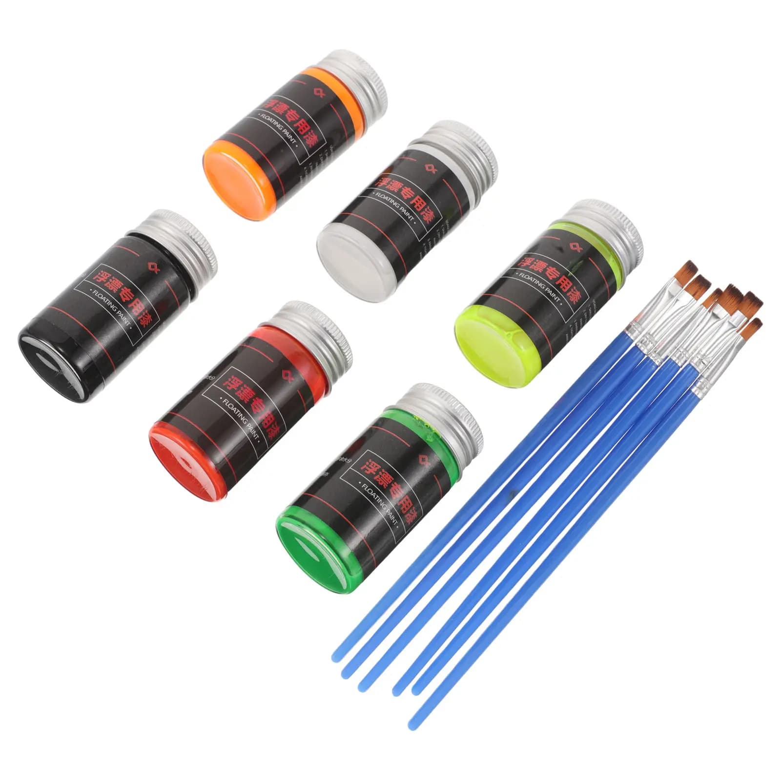 Kit di 6 Flaconi di Vernice Fluorescente per Galleggianti da Pesca, Colori Brillanti, Forniture per Pittura di Esche e Riparazione di Attrezzature da Pesca