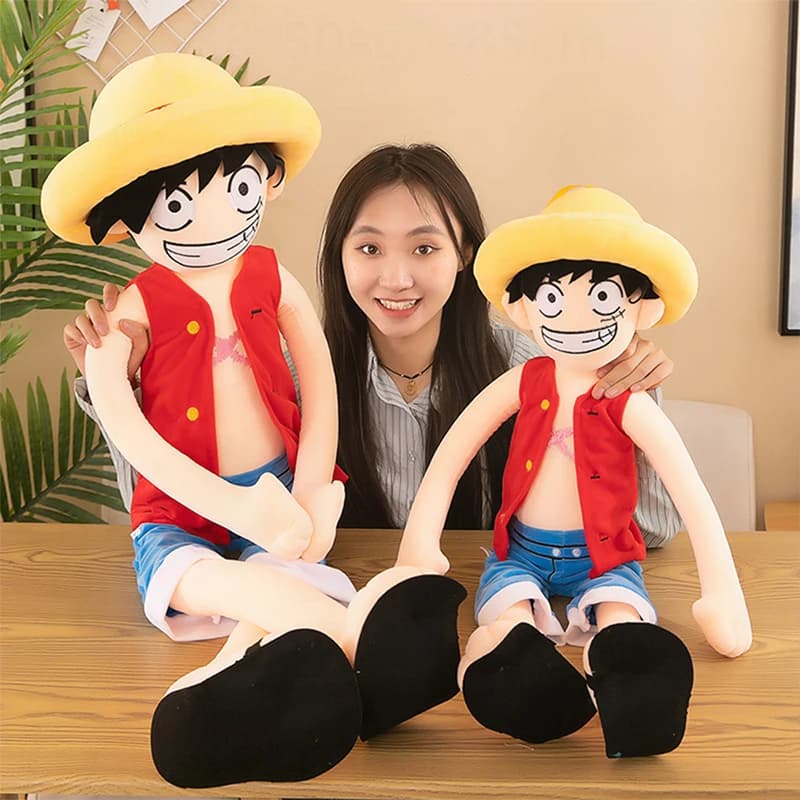 Peluche di Luffy da One Piece, 125cm, Bambola Anime Creativa e Carina, Giocattolo di Moda per Ragazzi e Ragazze, Decorazione per la Stanza, Regalo per le Feste