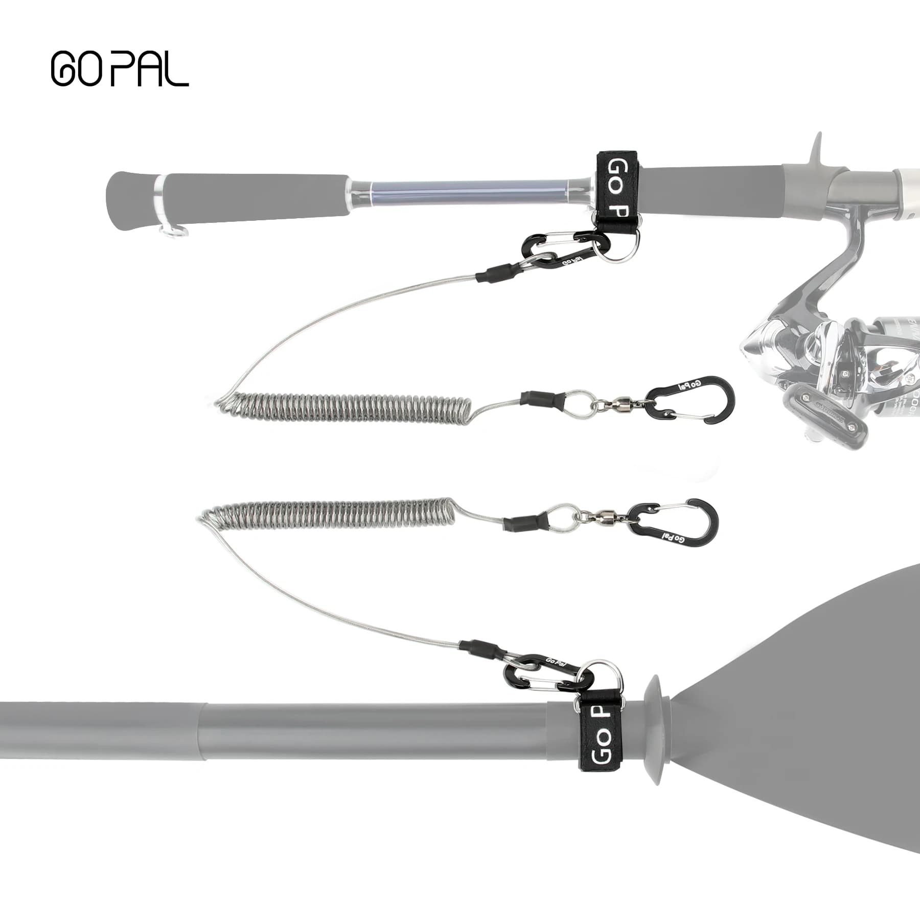 Go Pal 2PCS Set Guinzaglio per pagaia Previene la perdita Paddle Cordino regolabile Guinzaglio per canna da pesca per kayak Attrezzi da pesca Canne Cinghia
