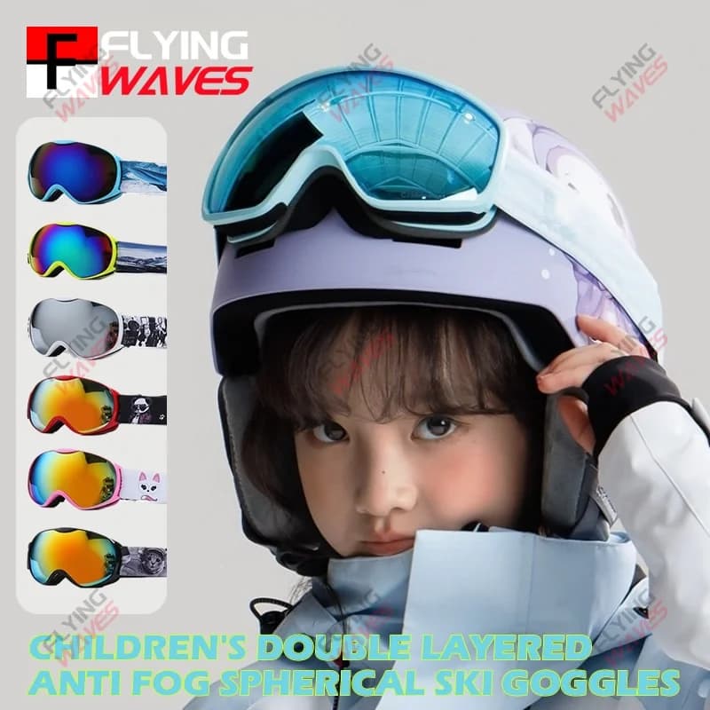 Occhiali da sci per bambini Lenti sferiche a doppio strato Anti Fog UV400 Occhiali da neve per bambini di età compresa tra 5 e 14 anni Sport invernali Snowboard