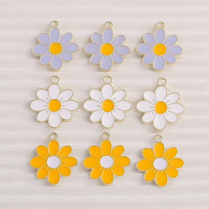 10 pz 19x22mm Carino Smalto Fiore Pendenti con Ciondoli per la Produzione di Gioielli Orecchini a pendaglio Collane Bracciali Artigianato FAI DA TE Accessori