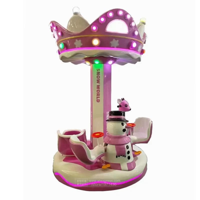 Attrezzatura per parco divertimenti 4 persone Bambini Caroselli in fibra di vetro Cavallo Merry Go Round Kiddie Rides Fiera Arcade Macchina da gioco