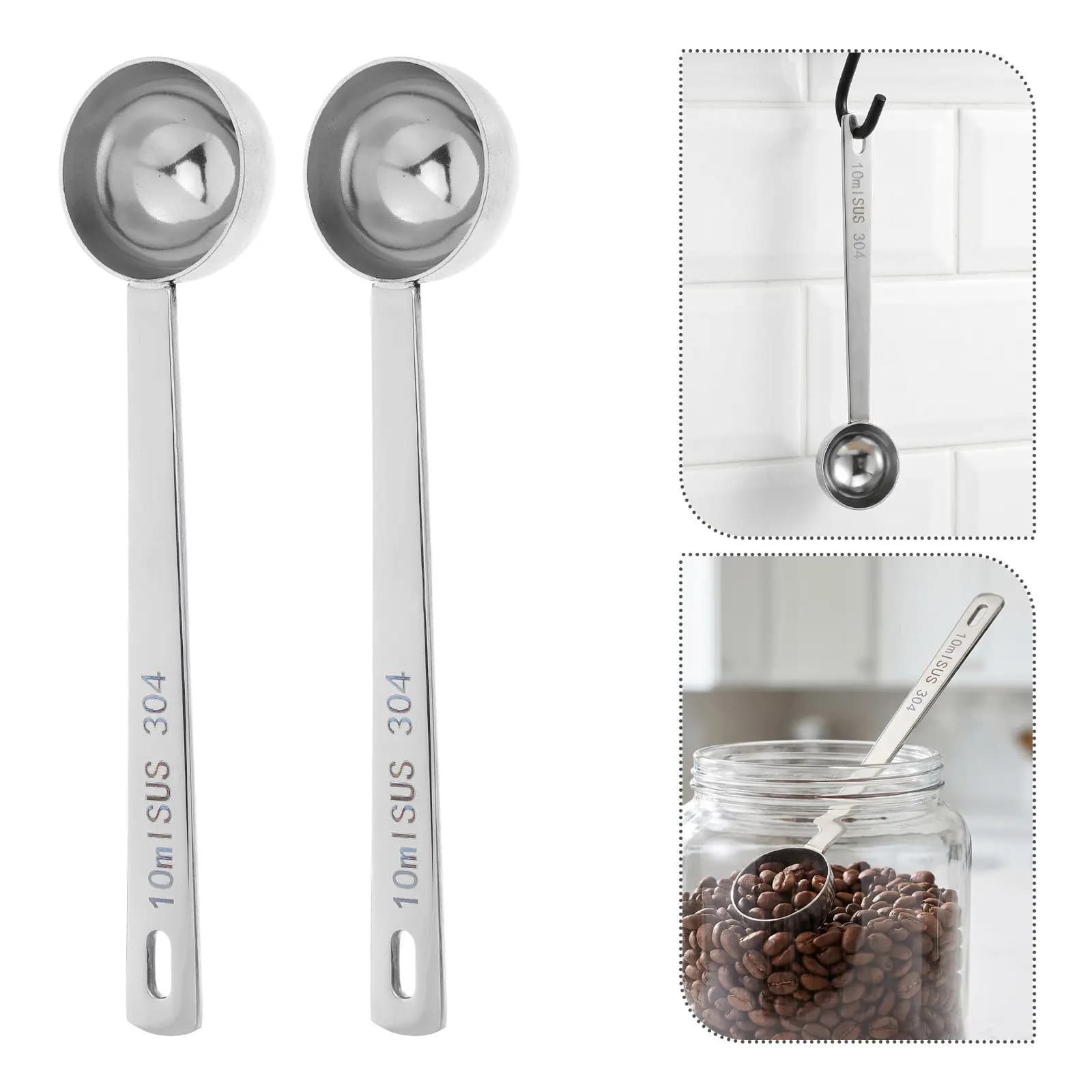 4Pcs Coffee Measuring Spoons Stainless Steel Long Handle Scoops for Ground Coffee Baking Protein Powder Sugar Milk Powder Spoon