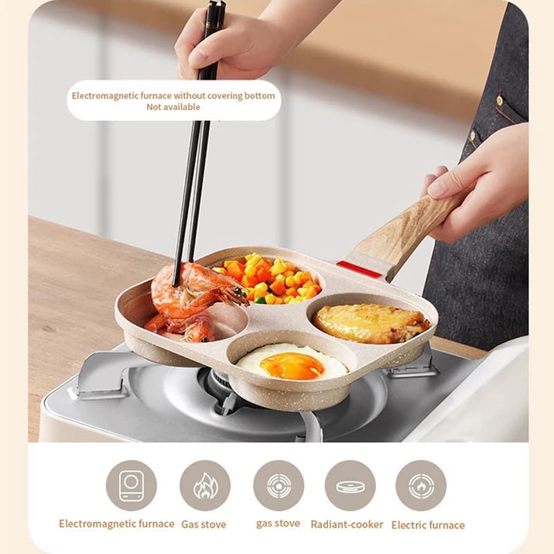 Four-hole frying pan thickened non-stick pancake pan for egg baking pans for egg ham cookware for breakfast
