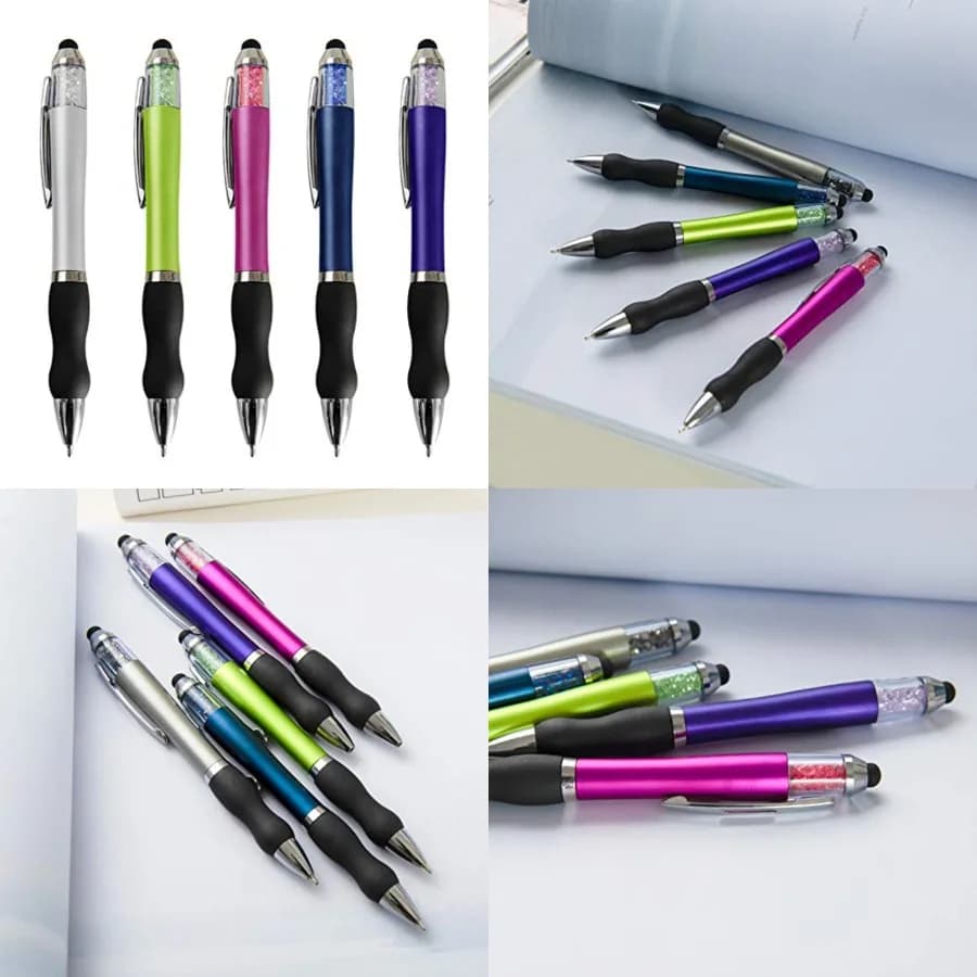 Ballpoint Writing Pens, 8 pack 5 count+3 refills with Stylus Tips 1mm Medium Point Pen Black Ink Pen Stylus Pens for iPads