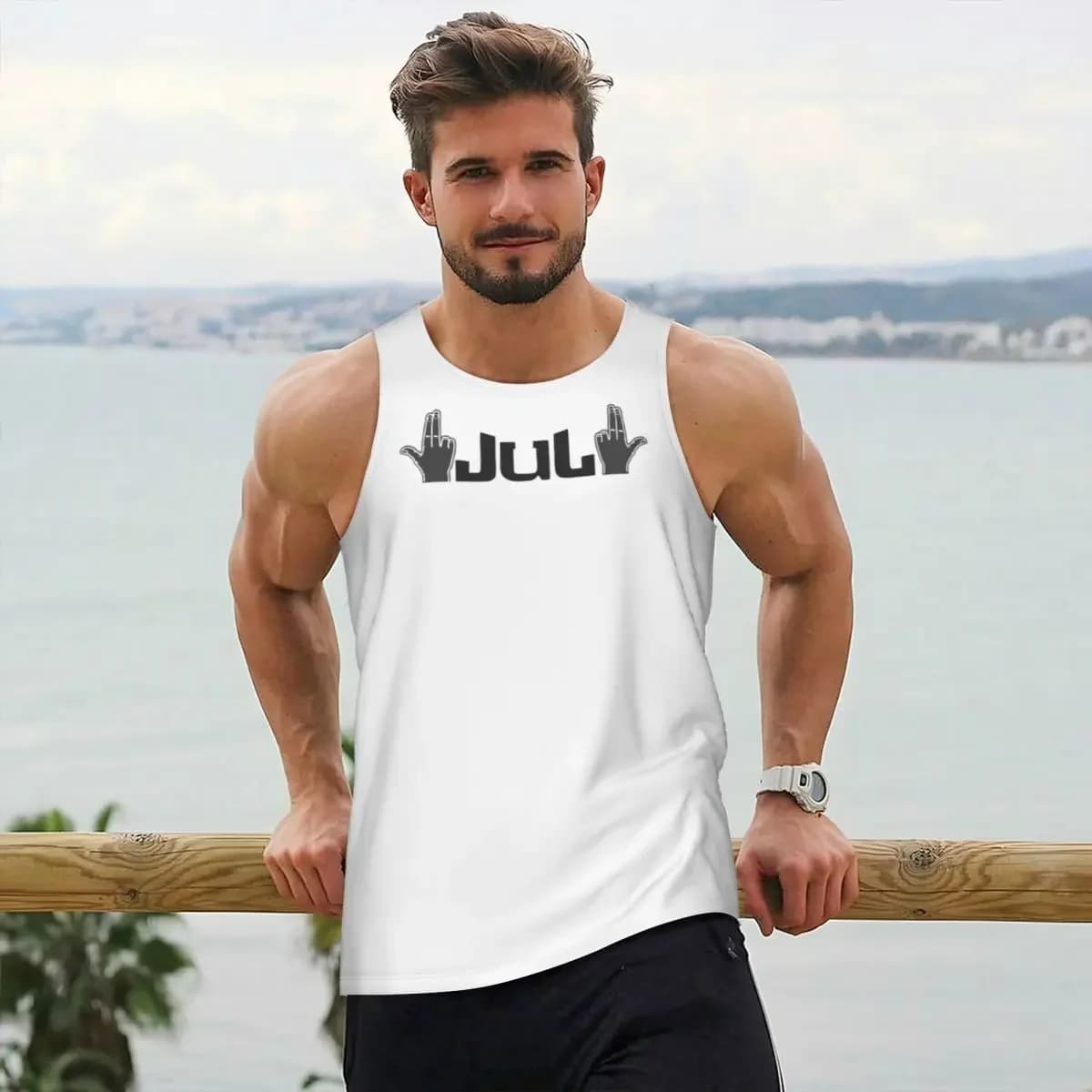 JUL , Giant Glove JUL Gym Tank Bodybuilding Vest Fitness Sleeveless Tops Quick Dry Men Workout Sports Clothing