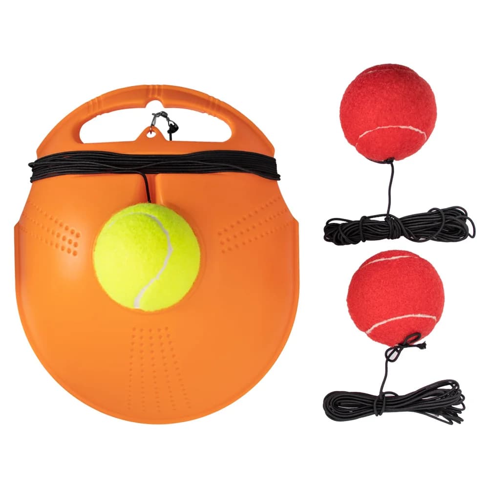 Attrezzatura per l'allenamento autonimo di tennis, Rebounder per esercitarsi in forehand e backhand, include base e 3 palline con corda elastica.