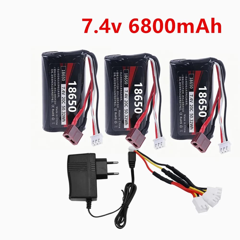 7.4V 6800mAh 18650 Battery For Wltoys 10428 12423 12428 RC Cars Trucks Backup Battery 2S 144001 RC Cars Toys Battery