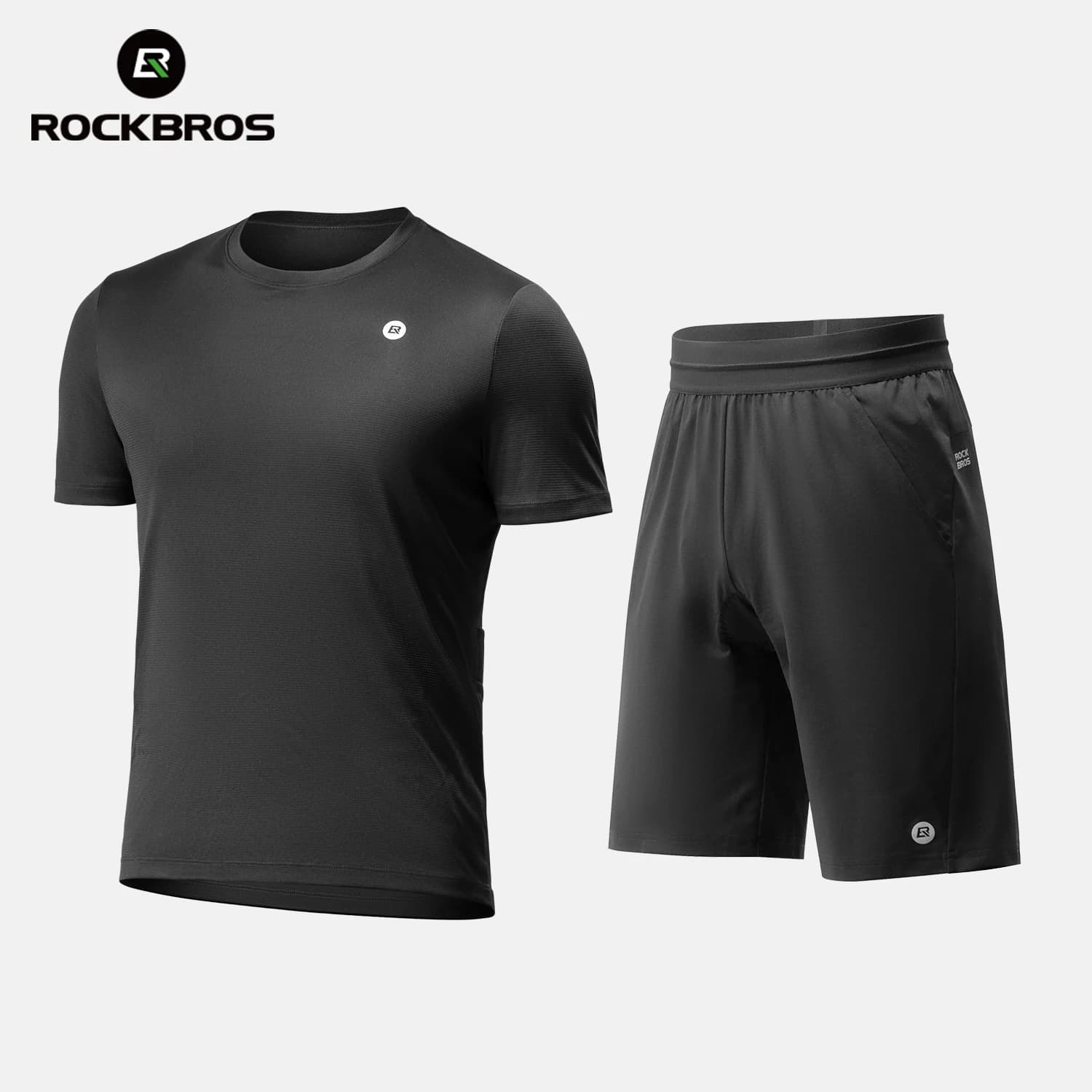 Complete ROCKBROS Cycling for Men, Breathable and Drying Quick, Casual Sport Set with T-shirt and Shorts for Running and Cycling, Set for Cycling on Road and MTB