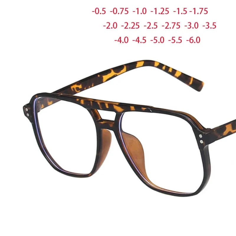 Occhiali con lenti trasparenti a doppia trave con montatura grande Occhiali grandi e semplici per miopia Nerd Grado -0,5 -1,0 -2,0 -3,0 -4,0 a -6,0