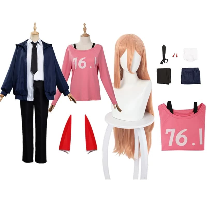 Anime Power Costume Cosplay T-shirt Parrucca Forcina Giacca Cappotto Pantaloni Abiti Vestito da festa di carnevale di Halloween