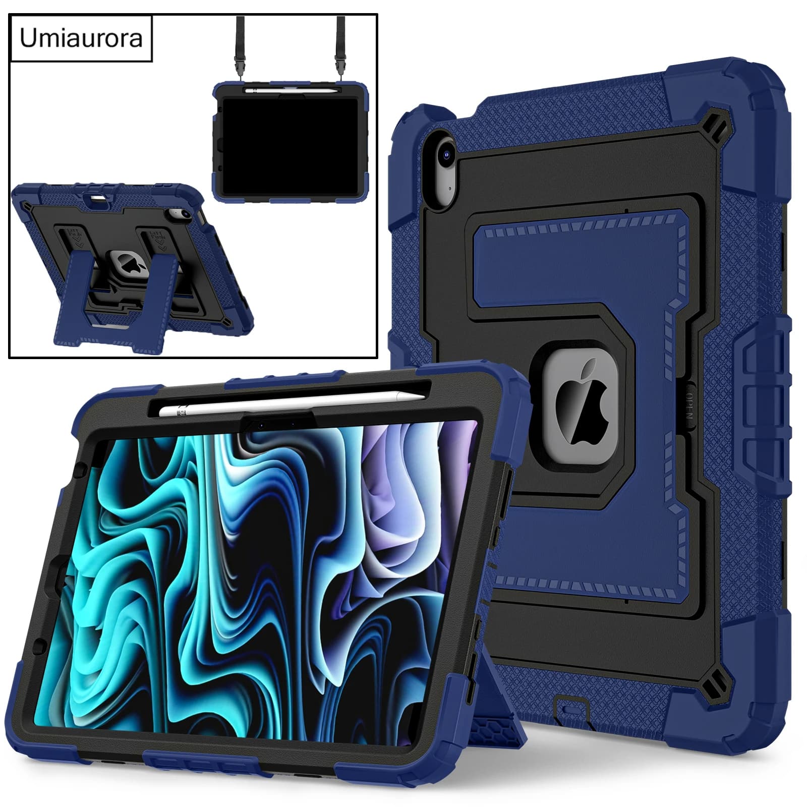 Custodia Protettiva Antiurto in Silicone e PC con Supporto e Porta Penna per iPad Mini 8.3\", A17 Pro, Air 10.9 e 11 Pollici M2 M3
