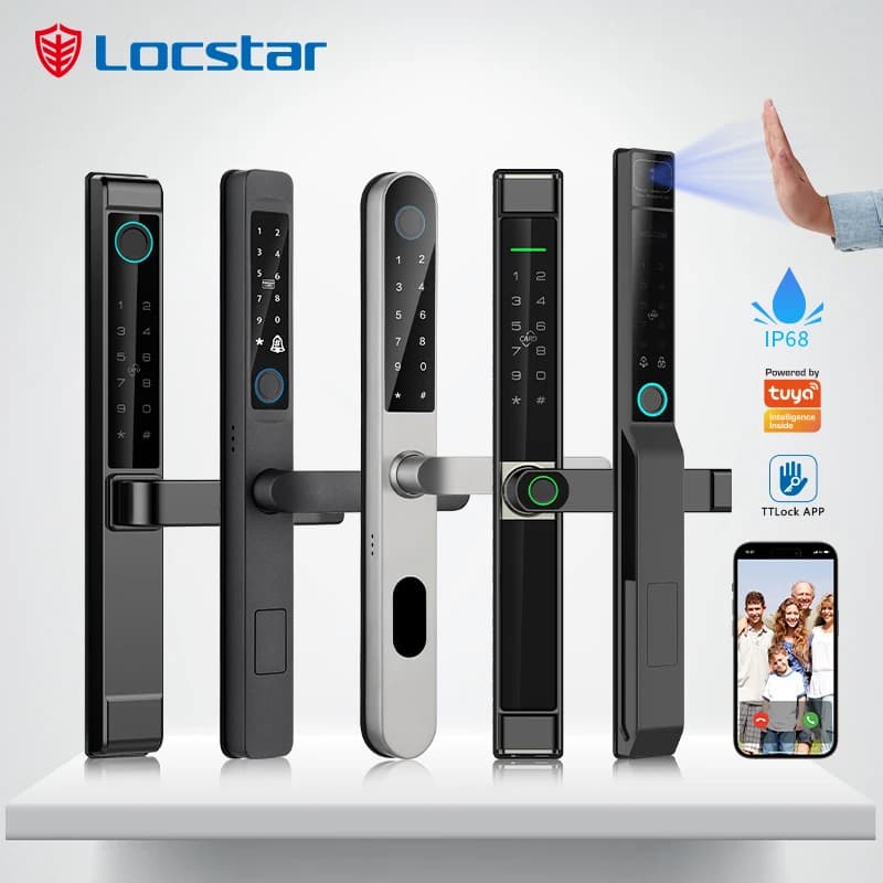Custom Security Electronic Waterproof Outdoor Digital Tuya Wifi Fingerprint Aluminum Sliding Smart Slim Door Lock