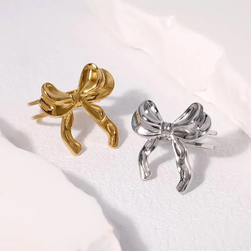 Anello Vintage in Acciaio Inossidabile a Forma di Fiocco per Donne, Regalo di Nozze, Gioiello Elegante e di Lusso con Apertura