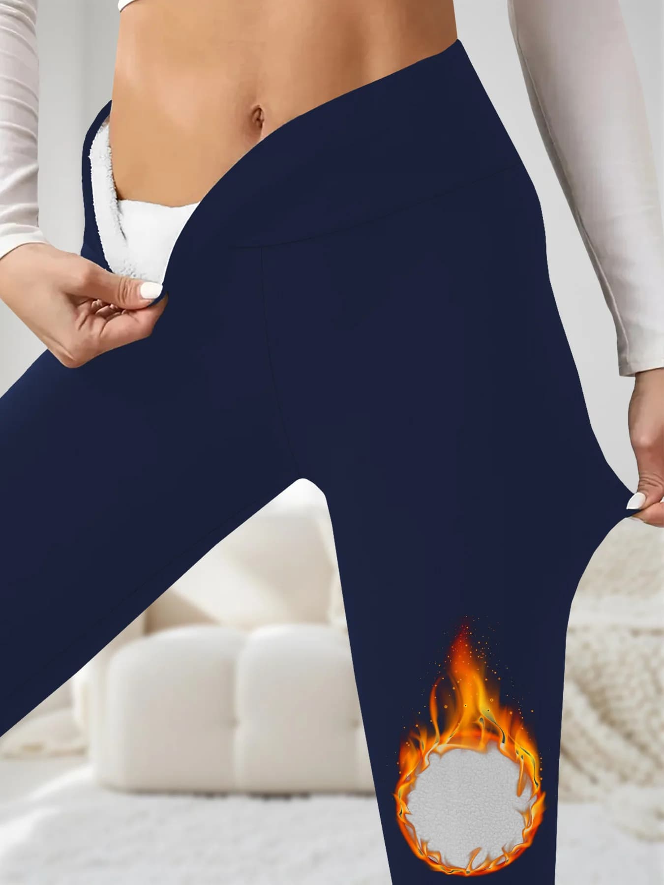 High Waisted Fleece-Lined Leggings for Women，Thick Soft Tummy Control Workout Running Yoga Thermal Warm Pants for Cold Winter