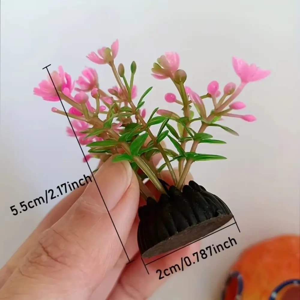 Pianta Artificiale in Plastica per Acquario, Altezza 4-8cm, Erba Bassa Simulata, Decorazione per Mini Acquario