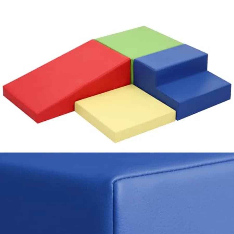 Set di 4 Blocchi da Arrampicata in Schiuma Rivestiti in Pelle PU per Bambini - Giocattoli Morbidi per Arrampicata - Set da Arrampicata in Schiuma per Gattonare
