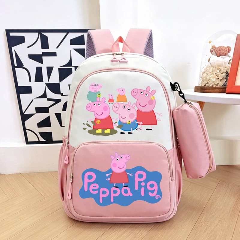 Zaini Peppa Pig con astuccio, nuovi zaini anime per ragazze, astuccio per cancelleria, borse scolastiche per studenti, zaino da viaggio alla moda, regalo