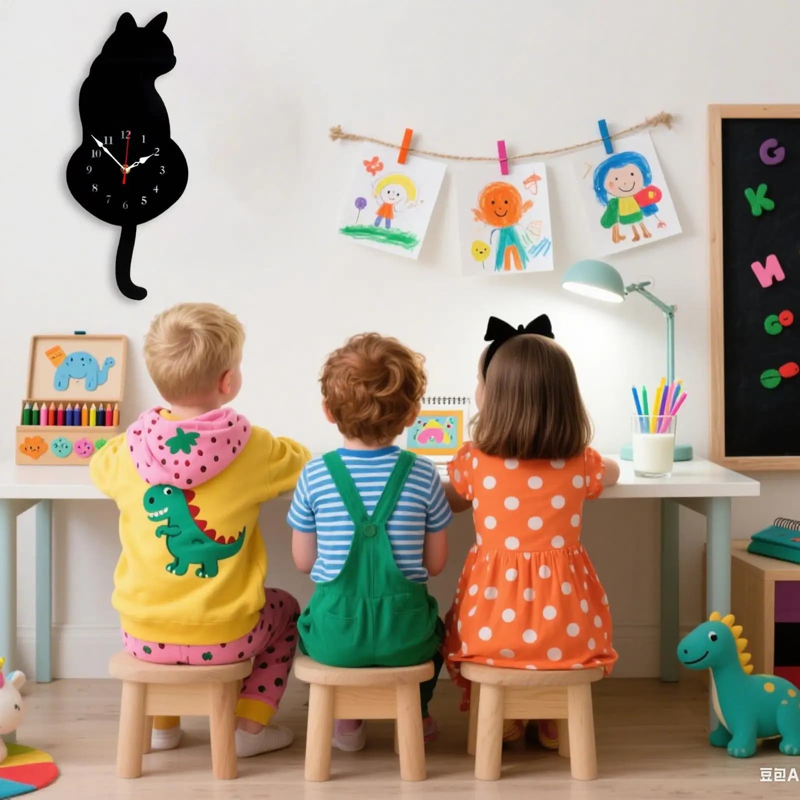 Silent wall clock Acrylic cat watch with swing tail Artistic decoration for living room for rent hotel kitchen restaurant