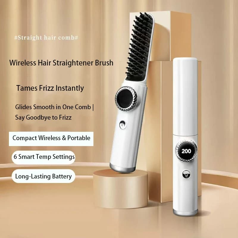 Portable smoothing comb with wireless USB charging with 6 temperature settings, light body and display screen