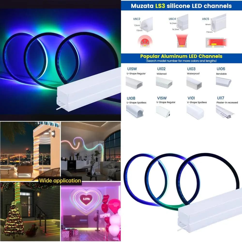 LED channel in Silicone 16.5T/5M, IP67 waterproof diffuser for Neon LED Strips, Width Up to 11MM, Length 5M