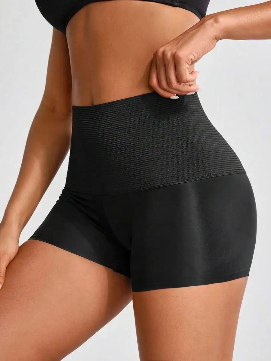 Pantaloncini Modellanti a Vita Alta da Donna, Tinta Unita, con Controllo Pancia
