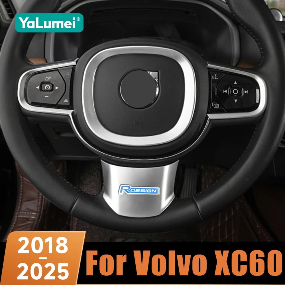 Decorazione del Volante dell'automobile Copertura Trim ABS Adesivo Misura In Fibra di Carbonio Per Volvo XC60 2018 2019 2020 2021 2022 2023 2024 2025