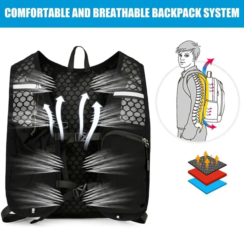 Light Running Backpack Reflective Vest With Adjustable Shoulder Backpack For Moisturizing With Phone Holder Water Bag