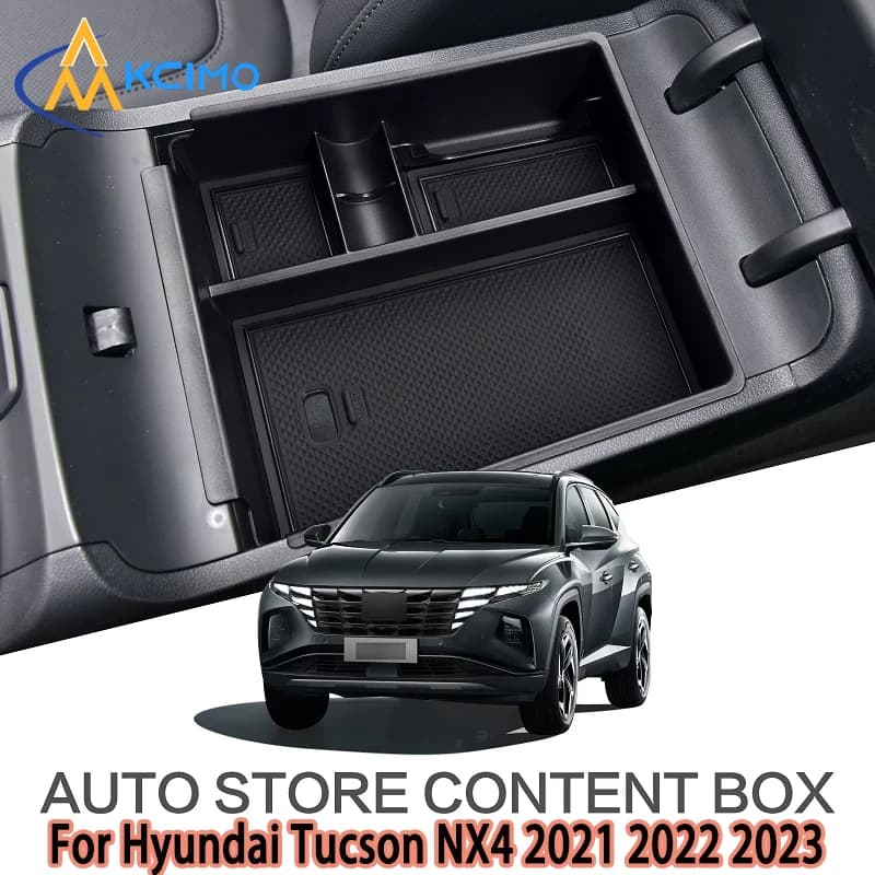 Per Hyundai Tucson NX4 2021 2022 2023 Console centrale Organizer TPE Scatola di immagazzinaggio Vassoio Nero Accessori interni auto