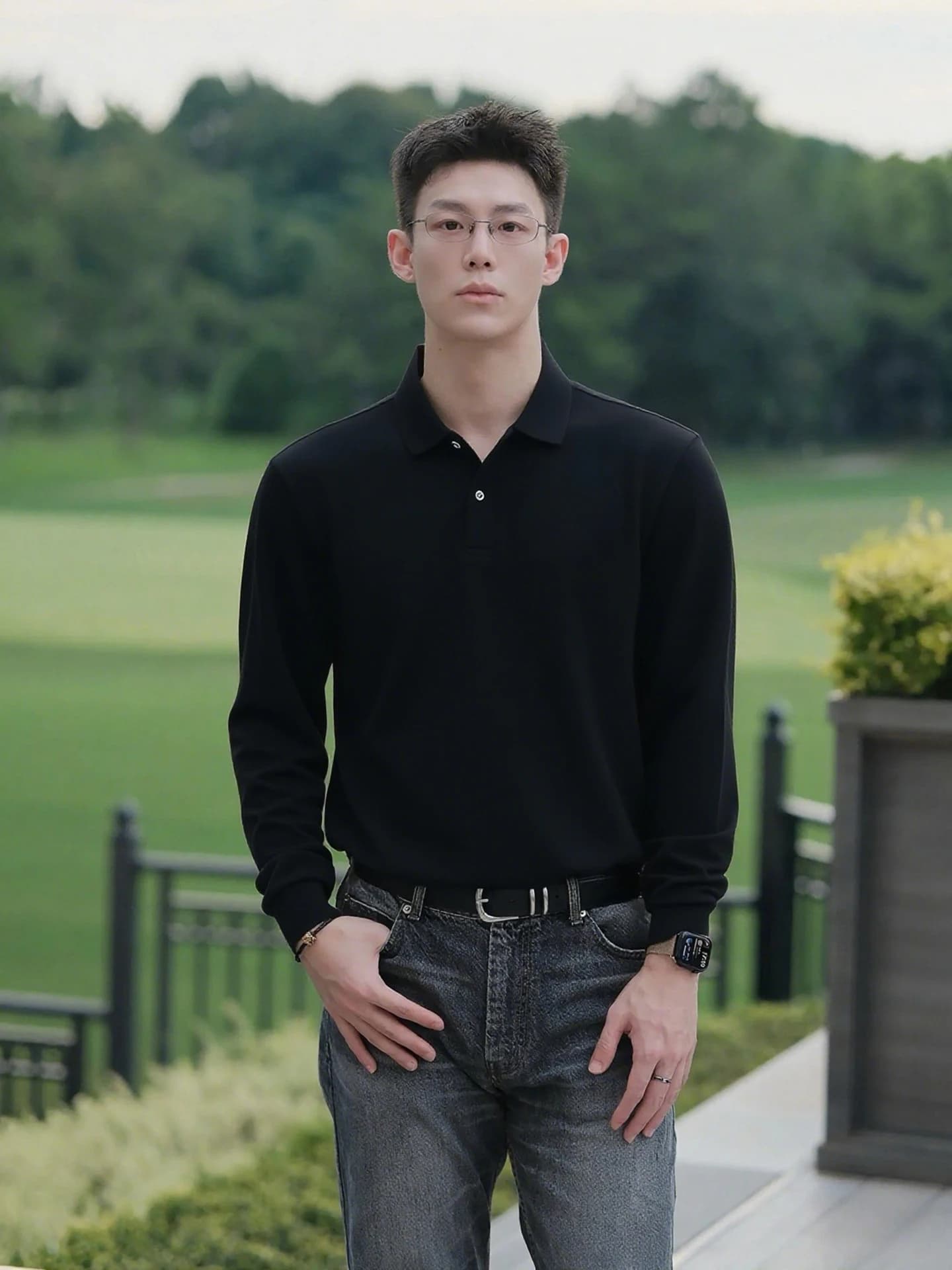 Black Shirt Men's Autumn Fashion Long Sleeve T-Shirt American Style Sweatshirt Shoulder Width Regular Fit Casual Wear