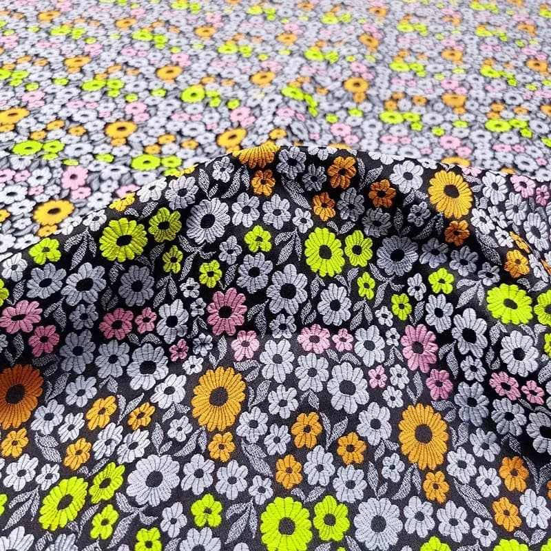 New Floral Jacquard Fabric Fashion High-end Cheongsam Trench Coat Fashion Catwalk Designer Cloth for Dress by the Yard