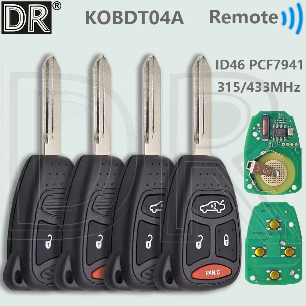 DR KOBDT04A ID46 PCF7941 315/433MHz Car Remote Key For Jeep Grand Cherokee Commander Compass Liberty Wrangler Dodge Chrysler