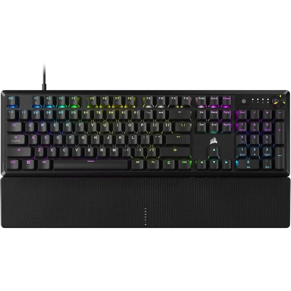 Mechanical Gaming Keyboard: Red Linear Switches, Double-Shot Keycaps, Sound Dampening, Media Control, QWERTY Layout – Black