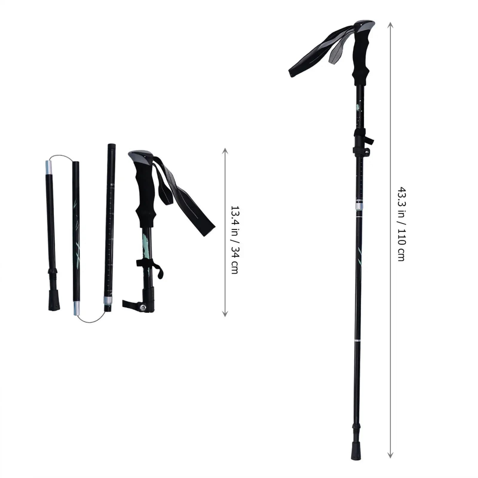 Multi-Section Folding Aluminium Alloy Trekking Pole Ultra-Light Retractable Mountaineering Walking Stick High Strength