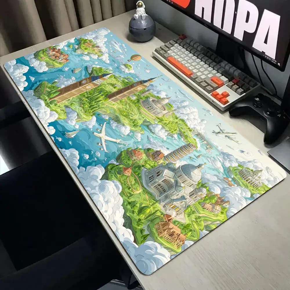 Fantasy Floating Islands Mouse Pad Desk Mat with Stitched Edge xxl mousepads Rubber Anti-slip gamer Keyboard Rug gaming mats