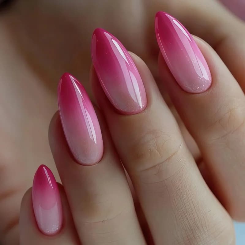 24PCS almond shaped texture nail art pieces featuring warm pink and nude gradient colors Solid color nail art soft and simple