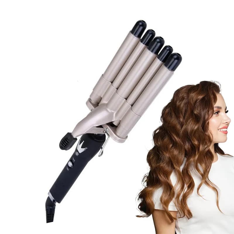Electric Large Household Curling Iron Five-Tube Water Ripple PTC Heater LED Splint Egg Roll Curling Iron Horse Ceramic