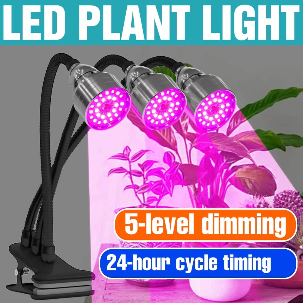 Luci LED per Coltivazione a Spettro Completo, Lampada da Tavolo per Piante con Clip, 5V Dimmerabile, Illuminazione per Coltivazione Idroponica di Semi e Fiori